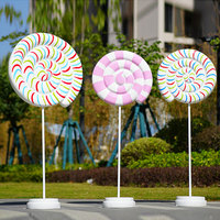 Günstige Fabrikpreise Moderne Künstlerische Handbemalte Große Harz-Süßigkeiten-Statue Anpassbare Größe Party-Event Lollipop-Skulptur