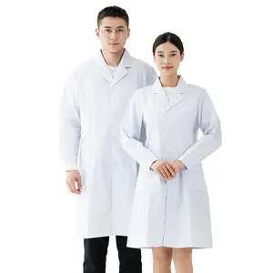 Blouse de laboratoire professionnelle pour hommes et femmes à manches longues, blanche, unisexe, de style personnalisé