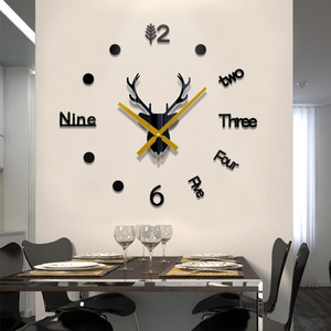 17-47 pouces pas cher maison décorative moderne tête de cerf conception auto-adhésive bricolage 3D horloges murales - Product Image 1