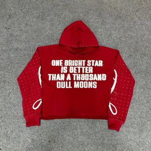 Sudadera con Capucha de Alta Calidad, 100% Algodón, Talla Grande, Bordada con Logotipo Personalizado, Brillante, con Diamantes de Imitación, Pedrería Colorida, 500 - Product Image 1