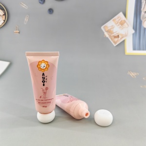 Tube de dentifrice rose rond 50g, emballage cosmétique pour soins de la peau avec design de dessin animé, bouchon à vis blanc pour soins personnels - Product Image 2