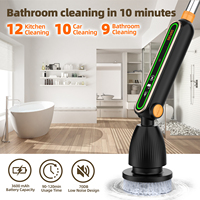 Nettoyant salle de bain électrique Spin Scrubber brosse de nettoyage électrique brosse de nettoyage sans fil épurateur de douche avec poignée d'extension