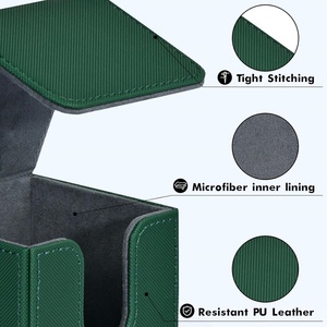 JUZI Boîte de rangement verticale en cuir PU en forme de U pour cartes d'accès, étanche, pour cartes TCG, capacité 100+ cartes à pochettes individuelles - Product Image 5