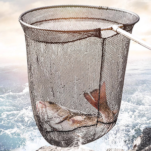 Ensemble complet d'épuisette de pêche pliante tige télescopique en acier inoxydable, ultra-léger, ultra-dur, portable de grande taille - Product Image 1