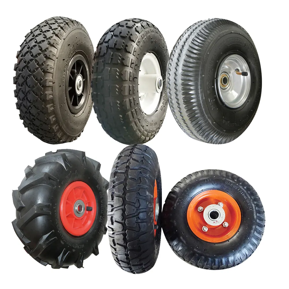 10 inch 3.00-4 3.50-4 Air Pneumatic Inflatable Rubber Tire Wheel for Hand Truck Trolley Lawn Mower Spreader Wheelbarrow