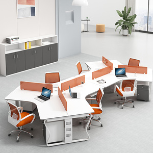 Secrétaire de bureau moderne en bois <span class=keywords><strong>Table</strong></span> de bureau économique personnalisée 4 6 8 personnes siège personnel poste de travail - Product Image 4