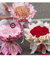 Kertas Pembungkus Bunga Kustom Motif Hati Gradasi untuk Hadiah, Kemasan Bunga, Buket, DIY, Hari Valentine