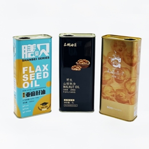 Bidon rectangulaire en fer blanc de 1 L de qualité alimentaire pour huile d'olive, emballage métallique vide pour huile de cuisson - Product Image 2
