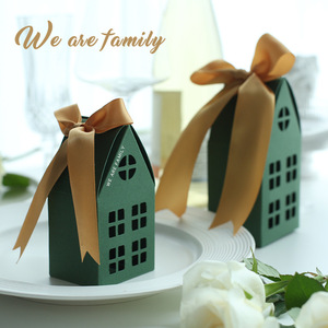 Luxury quality chocolate candy small paper box packaging Foldable House Shape Wedding Favor Gift Box
