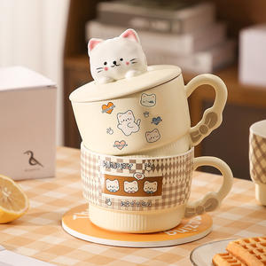 Taza de desayuno clásica de gran capacidad, tazón de yogur de avena para dormitorio de estudiantes de alto valor de Color, Taza de cerámica, patrón de dibujos animados para niñas - Product Image 3