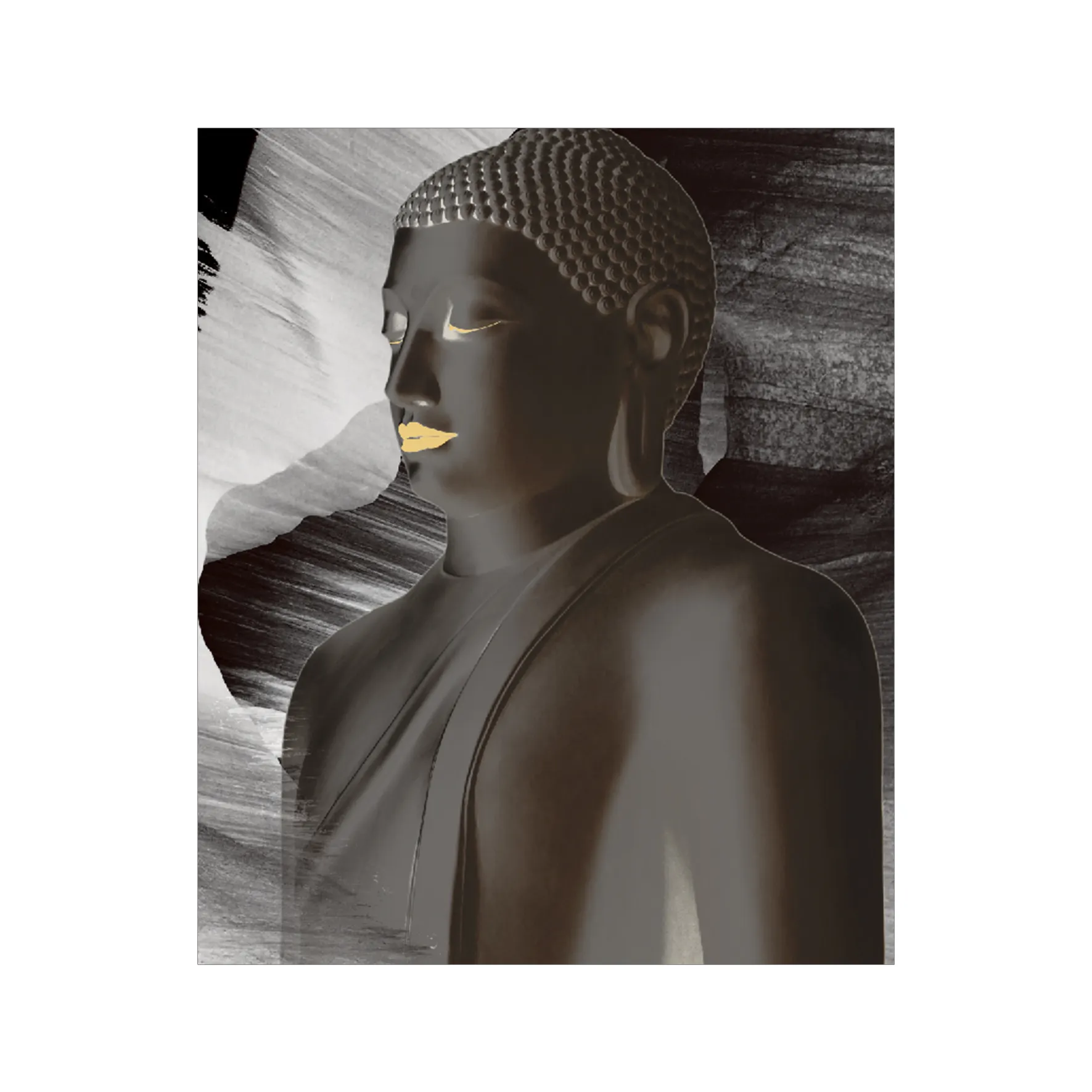 3D Buddha Wall Decor Black and White Abstract Buddha Head Wall Art Zen Posters Modern Home Decor Living Room