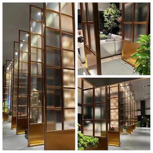 Pantalla de vidrio térmico de Arte de acero inoxidable pared de fondo de ondulación de agua acrílica curvada <span class=keywords><strong>para</strong></span> partición de decoración de Villa de Hotel - Product Image 3