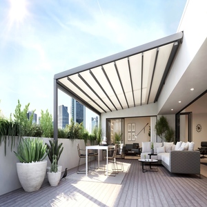 Toldo Plegable de PVC <span class=keywords><strong>para</strong></span> Exteriores, Protección Solar y Contra la Lluvia, Pérgola Plegable de PVC <span class=keywords><strong>para</strong></span> Jardín/Terraza/Villa/Penthouse - Product Image 1