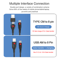 Cable USB rápido 2 en 1 personalizado con puerto tipo C para iPhone 16 Pro Max 15 14 13 12 Samsung Google iPad Cable de cargador de teléfono múltiple