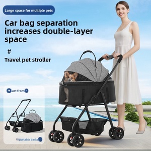 Cochecito 2 en 1 <span class=keywords><strong>para</strong></span> Mascotas con Transportín Extraíble, Diseño Plegable <span class=keywords><strong>para</strong></span> <span class=keywords><strong>Perros</strong></span> y Gatos Pequeños/Medianos, Parasoles y Asiento <span class=keywords><strong>para</strong></span> <span class=keywords><strong>Coche</strong></span> Todo Terreno - Product Image 4