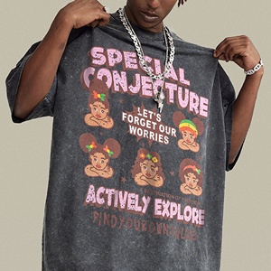 QUATU MOQ 1PC Printing on Demands Digital Print 250gsm 100% Cotton Heavy Weight Custom Vantage Acid Washed Oversize <b>Tshirt</b> - Product Image 2