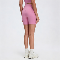 Shorts de sport pour femme GH avec logo personnalisé, taille haute, fermeture à cordon, sensation seconde peau, coupe ajustée sur le devant, pour la gym et le yoga