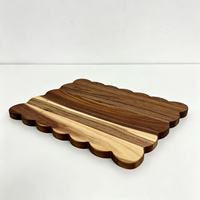 Accessoires de cuisine, ensemble de planches à découper en bois d'acacia avec bord festonné, planches à découper en bois naturel, plateaux de service pour aliments, gâteaux