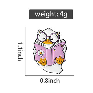 小鸭子读书珐琅别针有趣书虫动物鸭子读书人胸针徽章饰品儿童礼物批发 - Product Image 6