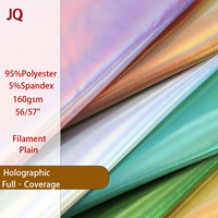 Tissu holographique écologique bio en stock RTS, imprimé feuille de néon brillante arc-en-ciel, polyester élasthanne, suède extensible occultant
