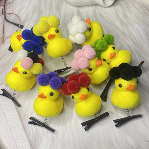 Pinzas para el pelo de terciopelo DIY con diseño de resorte - Adornos para el pelo Kawaii de pollitos y patos amarillos lindos para niñas, recuerdos de fiesta y regalos - Product Image 6