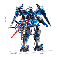 Kit de Modélisme 3D en Métal Piececool - Guerrier Mecha Sci-Fi - Robot Bleu Futuriste à Assembler Soi-même - Jouet de Collection pour Passionnés