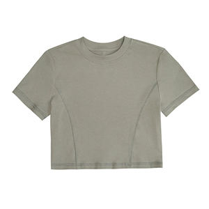 Bone Pressed Retro Crop Y2K Camiseta corta acanalada para mujer - Product Image 1