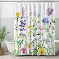 Rideau de douche moderne rétro rose vert à motifs floraux abstraits, esthétique, mignon, vintage, imperméable, en tissu polyester pour salle de bain