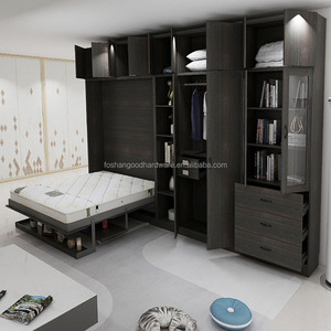 Ottima Soluzione <span class=keywords><strong>Letto</strong></span> a Scomparsa Moderno <span class=keywords><strong>Salvaspazio</strong></span> con Telaio in Acciaio, Design a Parete Pieghevole, Scrivania Integrata e Pannelli in Compensato - Facile da Montare - Product Image 2