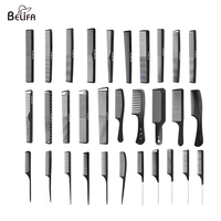 Peigne à dents noir avec logo personnalisé, ensemble de peignes de coupe en Fiber de carbone antistatique pour Salon de coiffure,