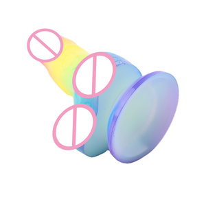 Dildo coloré en silicone souple, forme réaliste, avec base à forte succion, couleurs imprimées, pour les gays et les femmes. - Product Image 3
