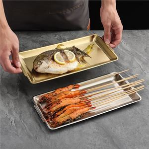 Rectangular Serving Tray For Beef Hot Pot Golden Color Food Presentation Dish - Product Image 3