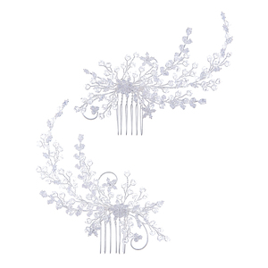 Barrettes à cheveux en zircon pour filles, luxe, gauche et droite, 2 pièces, barrettes à cheveux en cristal faites à la main, barrettes à cheveux en cuivre pour mariage - Product Image 2