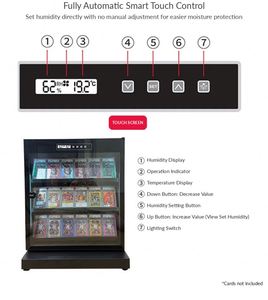 Vitrine moderne en verre blanc pour cartes sportives avec éclairage LED et contrôle de l'humidité pour cartes à collectionner - Product Image 5