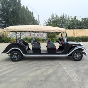 Carro Eléctrico de Lujo Vintage Negro de 3 Filas y 8 Asientos, Totalmente Metálico, con Toldo Impermeable para Bodas y Eventos en Resorts - ¡Venta Caliente! - Product Image 5