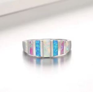 <span class=keywords><strong>Bague</strong></span> populaire en argent sterling avec pierres précieuses, opale arc-en-ciel colorée, <span class=keywords><strong>saphir</strong></span> blanc, <span class=keywords><strong>bleu</strong></span>, rose, anniversaires, mariages, fiançailles - Product Image 2