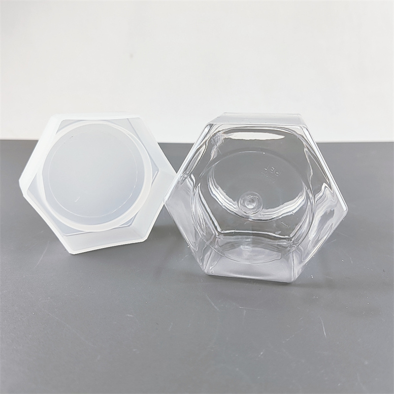 Free Sample Hexagonal PET Plastic Jar Food Packaging Candy Jar clear sealed Jam Jar