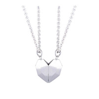 Romantique Saint Valentin Alliage Couple Magnétique Amour Coeur Pendentif Correspondant Collier Amoureux Aimant Souhait Pierre