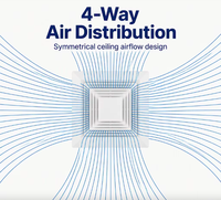Diffuseur d'air carré décoratif de style moderne, grille de plafond en plastique durable à 4 voies pour intérieur de luxe