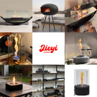 Table de foyer à alcool sur pied avec flamme rotative, en acier inoxydable plaqué métal, autonomie de 2 heures