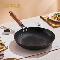 Poêle à frire en fonte légère en gros avec revêtement céramique antiadhésif sans PFAS, ensemble d'ustensiles de cuisson antiadhésifs avec poignée en bois