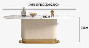 Hot Selling Designer Oval Dining <strong>Table</strong> Set Luxury Rectangular Marble Top Gold Metal Base <strong>Dinner</strong> Room Dinning <strong>Tables</strong> Sets - Product Image 6