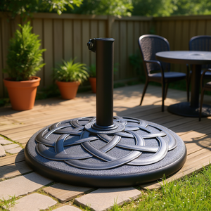 Base de parasol ronde robuste de 22 pouces, support en acier durable pour terrasses, accessoire de mobilier d'extérieur - Product Image 2