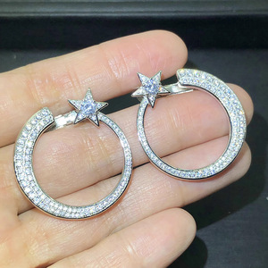 Orecchini a cerchio a stella da donna, design circolare, eleganti, alla moda, accessori per l'uso quotidiano - Product Image 4