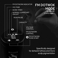 Découvrez la machine à tatouer électrique sans fil DISCOVER DEVICE EM7 avec moteur sans noyau, aiguilles à cartouche, batterie rechargeable, course de 4,0 mm