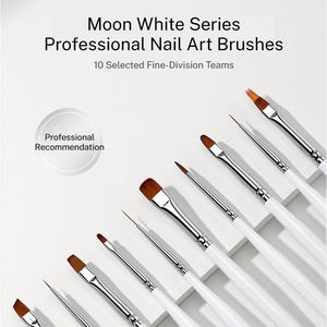 Ensemble de pinceaux à ongles OEM Moon White angulaires, poils en nylon, prise en main confortable, personnalisable pour la manucure française, la peinture de détails et les salons. - Product Image 2