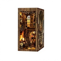 Rak Buku Kayu Rakitan DIY Model Rumah Miniatur 3D Buku Kuno