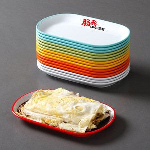 Plato ovalado de melamina para rollos de fideos al vapor, uso comercial en restaurantes y hoteles, diseño de color sólido - Product Image 1