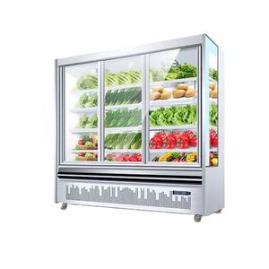Exhibición comercial de frutas y verduras frescas, refrigerador de supermercado, congelador de exhibición vertical de bebidas de tipo abierto - Product Image 1