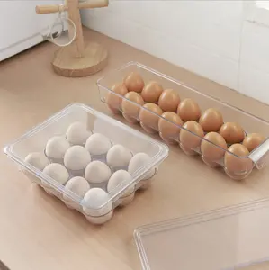 Caixa transparente de armazenamento de ovos, refrigerador de animais de estimação com tampa